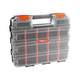 VEVOR Small Parts Organizer, 34-Compartment Double Side Tools Organizer Box with 24 Removable Dividers