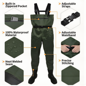 Fishing Waders For Men & Women, Waterproof 2-Ply Nylon PVC Chest Wader With Boots For Outdoor (Option: M11)