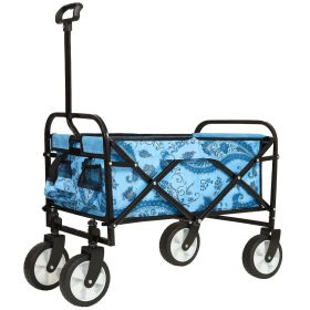 Minimeetall Colorful Collapsible Foldable Wagon Cart with strapping system, Beach Wagon (Color: as Pic)