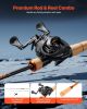 VEVOR Rod and Fishing Reel Combo, IM7 Carbon Fiber Baitcasting Rod and Reel Combo, Bass Fishing Pole with 6+1 BB System, 7.0:1 Gear Ratio, Cork Handle